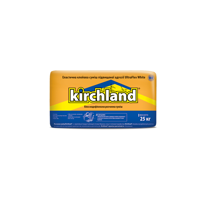 Фото Клей для плитки Kirchland UltraFlex білий 25 кг - Магазин MASMART