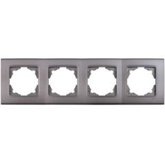 Фото Рамка 4-местная горизонтальная VIKO Linnera серый гранит  - Магазин MASMART