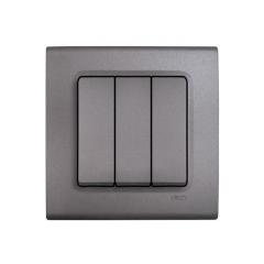 Фото Вимикач триклавішний VIKO Linnera сірий граніт  - Магазин MASMART