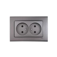 Фото Розетка двойная без заземления VIKO Linnera серый гранит  - Магазин MASMART