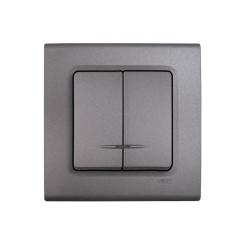 Фото Вимикач двоклавішний з підсвіткою VIKO Linnera сірий граніт  - Магазин MASMART