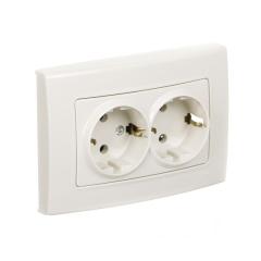 Фото Розетка подвійна із заземленням VIKO Linnera крем  - Магазин MASMART