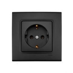 Фото Розетка із заземленням VIKO Linnera чорна ніч  - Магазин MASMART
