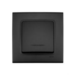 Фото Вимикач одноклавішний з підсвіткою VIKO Linnera чорна ніч  - Магазин MASMART