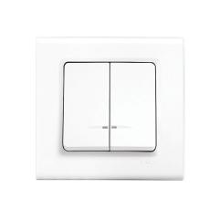 Фото Вимикач двоклавішний з підсвіткою VIKO Linnera білий  - Магазин MASMART