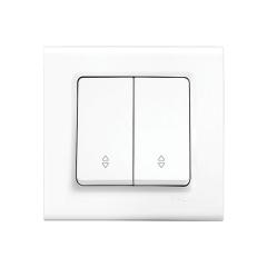 Фото Выключатель проходной двухклавишный VIKO Linnera белый  - Магазин MASMART