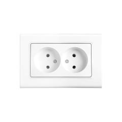 Фото Розетка подвійна без заземлення VIKO Linnera біла  - Магазин MASMART