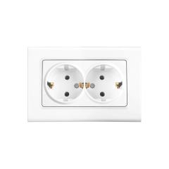 Фото Розетка двойная с заземлением VIKO Linnera белая  - Магазин MASMART