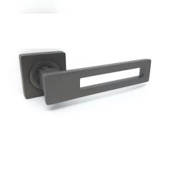 Фото Ручка дверная на розетте KEDR R08.084-AL-Graffit квадратная  - Магазин MASMART