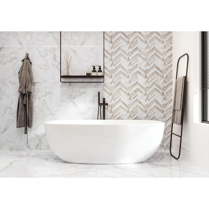 Фото Плитка Golden Tile Marmo Bianco Chevron белый G70151 30х60 см (под заказ)  - Магазин MASMART