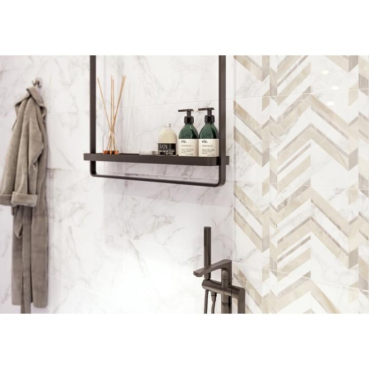 Фото Плитка Golden Tile Marmo Bianco Chevron белый G70151 30х60 см (под заказ)  - Магазин MASMART