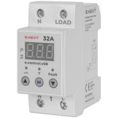 Фото Реле напруги E.Next e.control.v08 32А з індикацією p0690013  - Магазин MASMART