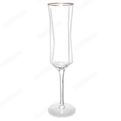 Фото Бокал для шампанского Грани 250 мл с золотым ободком  - Магазин MASMART