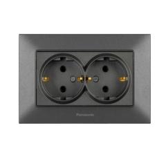 Фото Розетка двойная Panasonic Arkedia Slim дымчатый 0204-2DG...  - Магазин MASMART