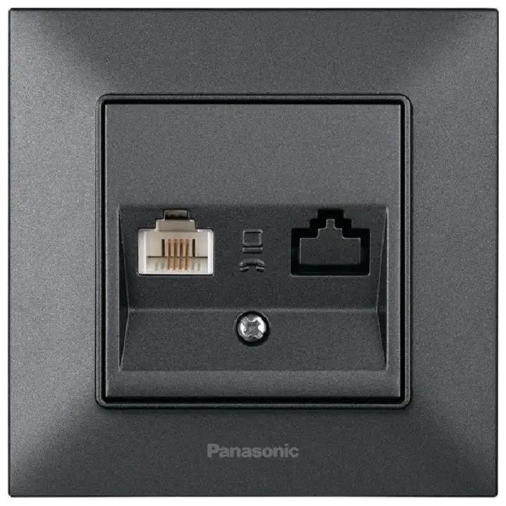 Фото Розетка компьютерная Panasonic Arkedia Slim дымчатый 0404-2DG - Магазин MASMART