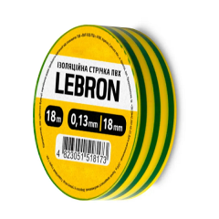 Фото Изолента ПВХ Lebron желто-зеленая 18 м 67-01-33  - Магазин MASMART