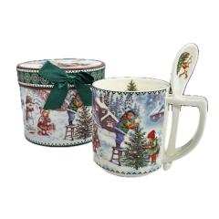 Фото Чашка с ложкой Christmas fun 280 мл  - Магазин MASMART