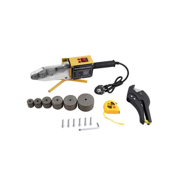 Фото Паяльник для пластикових труб Bergerr B08A 1800Вт (20-63 мм, ножиці, рулетка) - Магазин MASMART