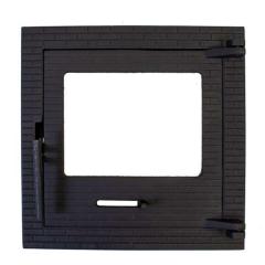 Фото Дверцы чугунные топочные с термостеклом 400х400 Замковая  - Магазин MASMART