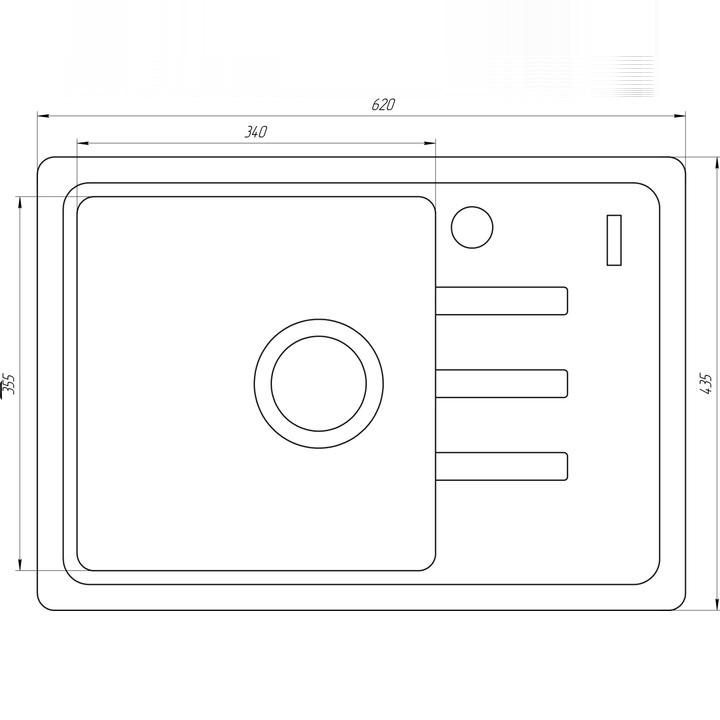 Фото Мийка гранітна Globus Lux Mono 620х435 мм чорний  - Магазин MASMART