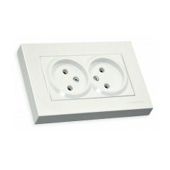 Фото Розетка двойная без заземления Mutlusan Rita 16А белый...  - Магазин MASMART