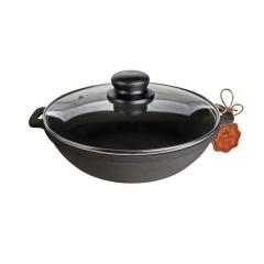 Фото Сковорода-жаровня чугунная со стеклянной крышкой...  - Магазин MASMART