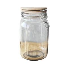 Фото Банка на зажимі з бамбуковою кришкою S&T 7088-5 1500 мл  - Магазин MASMART