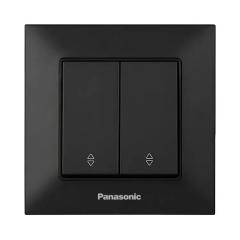 Фото Вимикач двоклавішний прохідний Panasonic Arkedia Slim чорний  - Магазин MASMART
