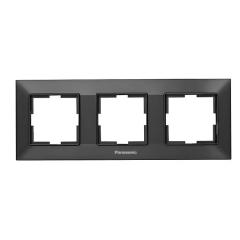 Фото Рамка горизонтальна 3-місна Panasonic Arkedia Slim чорна  - Магазин MASMART