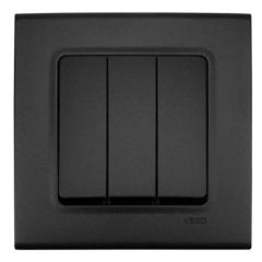 Фото Вимикач триклавішний VIKO Linerra чорна ніч  - Магазин MASMART