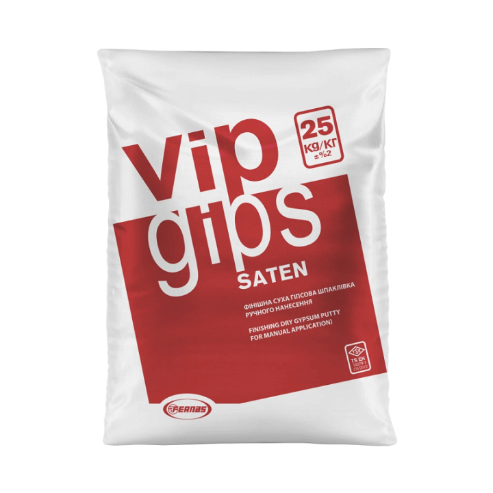 Фото Шпаклевка гипсовая финишная VipGips SATEN 25 кг - Магазин MASMART