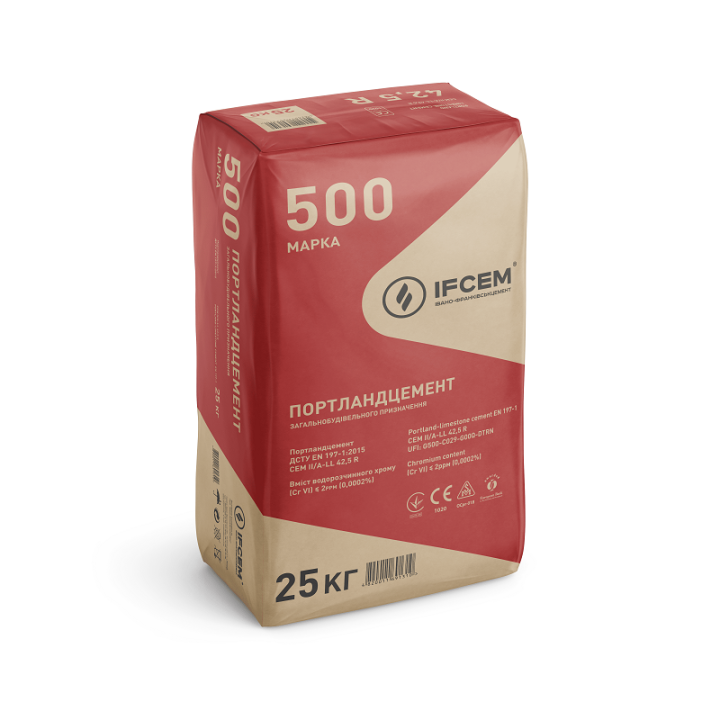Фото Цемент М-500 Ивано-Франковский Д-0 (25кг) - Магазин MASMART