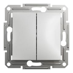 Фото Вимикач двоклавішний прохідний Schneider Asfora алюміній  - Магазин MASMART