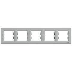 Фото Рамка горизонтальная 5-на Schneider Asfora алюминий  - Магазин MASMART