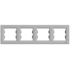 Фото Рамка горизонтальна 4-на Schneider Asfora алюміній  - Магазин MASMART