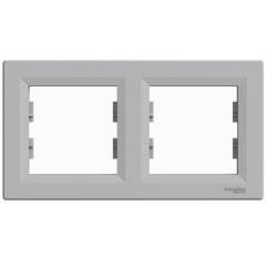 Фото Рамка горизонтальна 2-на Schneider Asfora алюміній  - Магазин MASMART