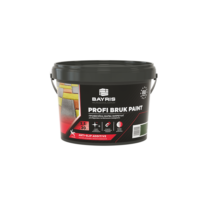 Фото Фарба для бруківки акрилова Bayris PROFI BRUK PAINT напівмат жовта 2,5 л - Магазин MASMART