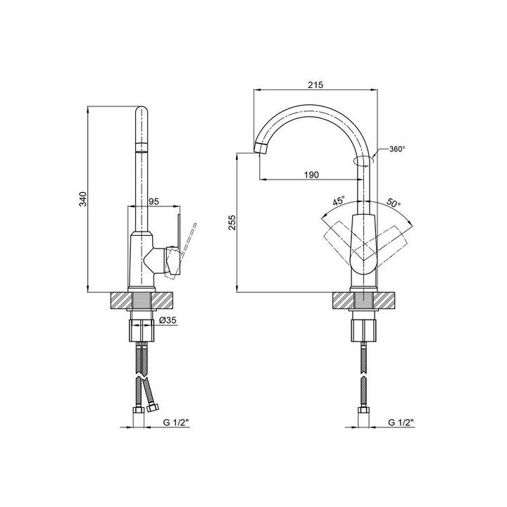 Фото Смеситель для кухни Brinex 35C 20N  - Магазин MASMART