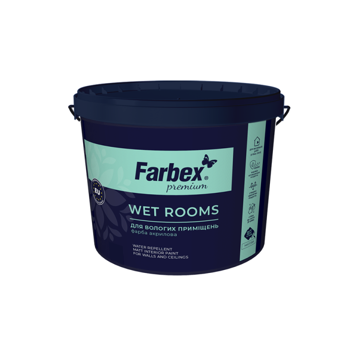 Фото Краска акриловая для влажных помещений Farbex Wet Rooms 4,2 кг - Магазин MASMART