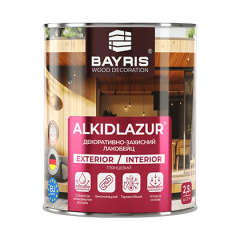 Фото Лакобейц декоративно-захисний BAYRIS ALKIDLAZUR сосна 2,5 л  - Магазин MASMART