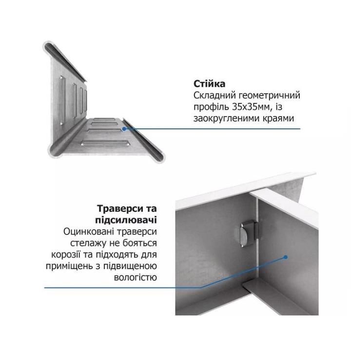 Фото Стелаж Меткас Бюджет (1800х700х400 мм) 175 кг/полицю, 5 полиць, МДФ, оцинкований, металевий  - Магазин MASMART