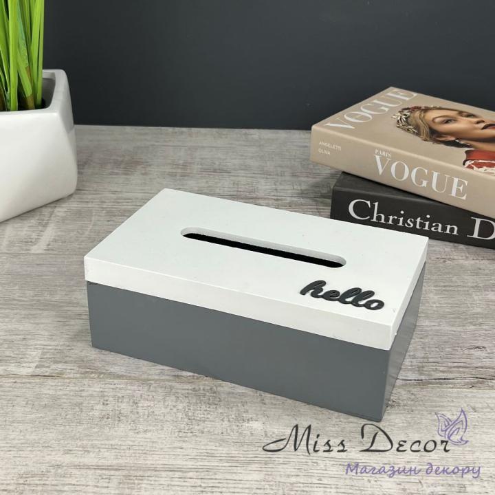 Фото Серветниця Miss Decor D-4831 25см (біло-сіра) - Магазин MASMART