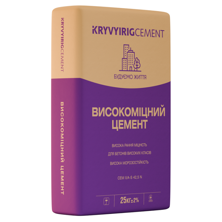 Фото Цемент М-500 Кривий Ріг Д-20 високоміцний (25кг) - Магазин MASMART