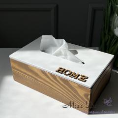 Фото Салфетница Орех с белой крышкой Miss Decor D-5817 24см  - Магазин MASMART