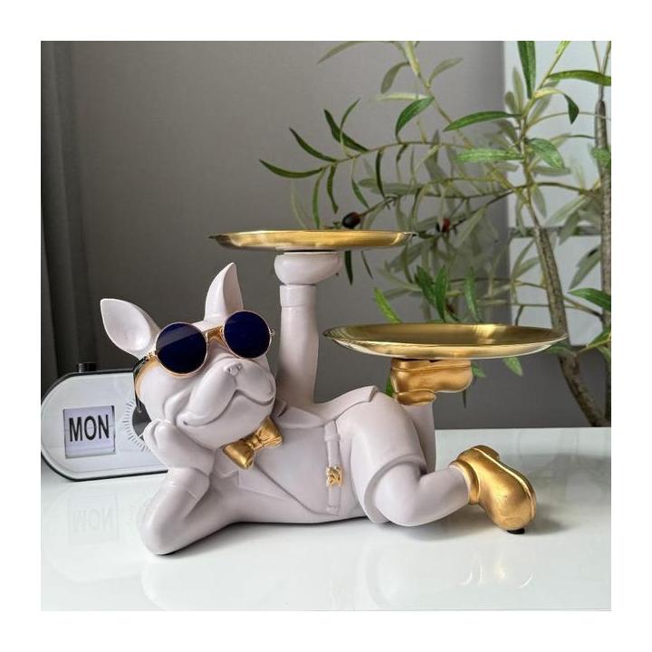 Фото Статуэтка подставка для ключей и мелочей 32смх18см Бульдог Таупе D-6884 - Магазин MASMART
