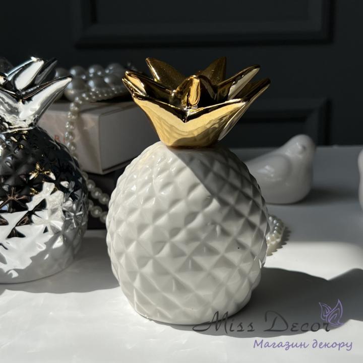 Фото Копилка Ананас Miss Decor D-51043 белый с золотым - Магазин MASMART
