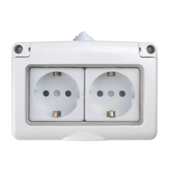 Фото Розетка двойная с заземлением MARSO Aqua с крышкой 41-55-12  - Магазин MASMART