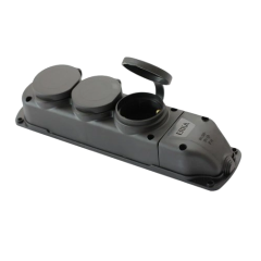 Фото Колодка ERKA з заземленням 3 гнізда 3x16 сіра (каучук)...  - Магазин MASMART