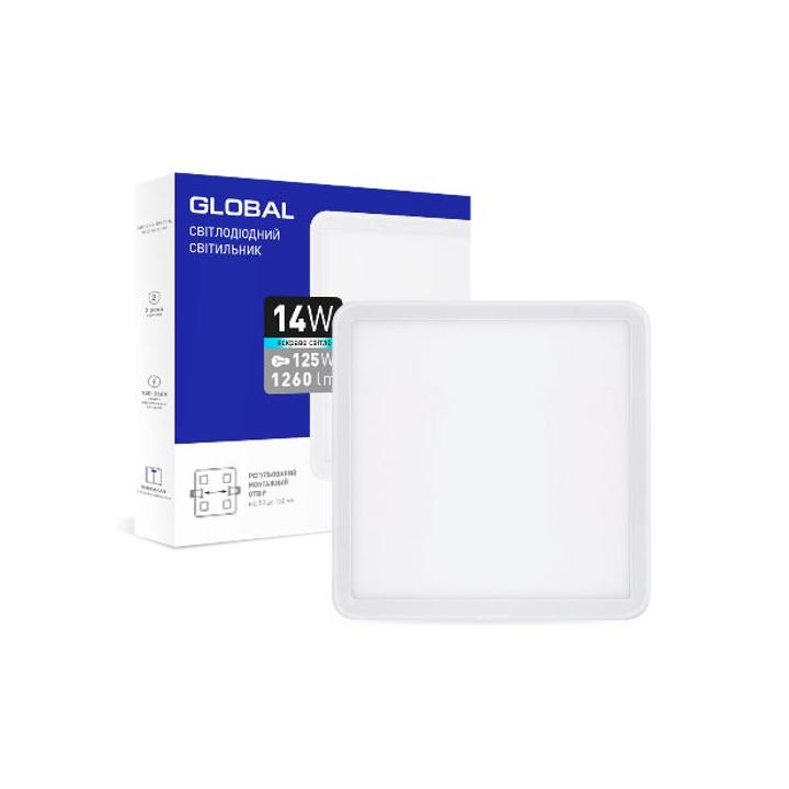Фото Светильник встроенный Global SP 1-GSP-01-1441-S LED 14W 4100K квадрат (регулируемое монтажное отверстие 50-160 мм) - Магазин MASMART