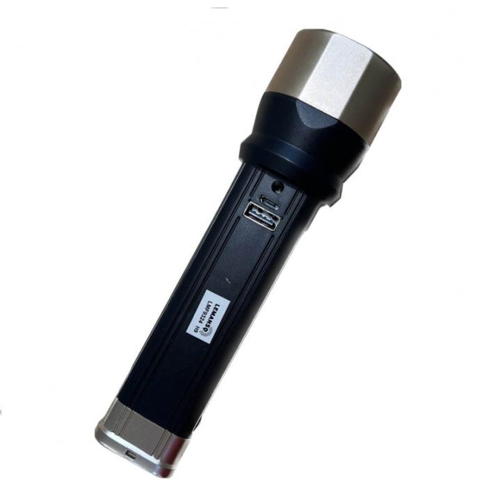 Фото Фонарик ручной LED LEMANSO LMF9324 4в1 с USB кабелем (Power bank + часы + солнечная батарея)  - Магазин MASMART